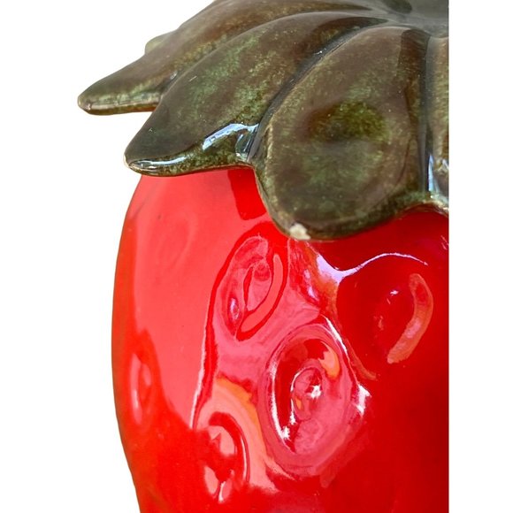 Strawberry Ceramic Jam Jar Sugar Bowl Spoon  Hand Painted - Picture 3 of 8